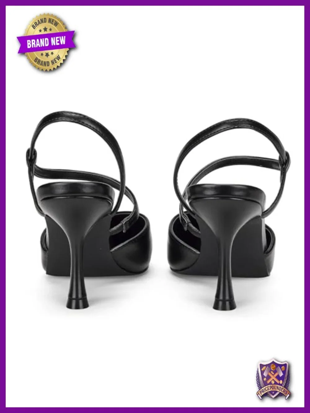 Slingback Kitten Heels Pointed Toe Low Heel Pumps Elastic Strap Comfortable